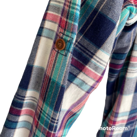 Anthropologie Birds of Paradis by Trovata Multicolor Ladies Plaid Button Down, S - Picture 7 of 9
